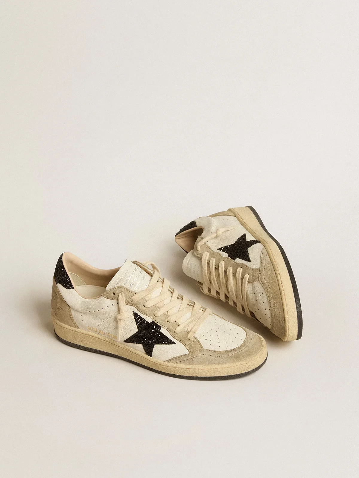 Ball Star Black Glitter Sneakers Side View